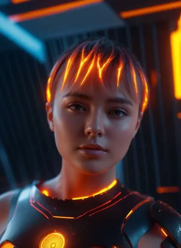 Anime warrior
,an artist's rendering shows a futuristic looking female character with yellow light,valerian,liora,nanites,arisia,genos,liara,Photography,General,Sci-Fi