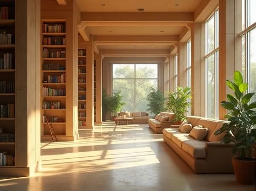 sunroom,reading room,bookcases,bookshelves,daylighting,living room,livingroom,study room,bookcase,home interior,morning light,library,sitting room,luxury home interior,family room,great room,sunlit,interior modern design,interiors,wooden windows,Photography,General,Realistic