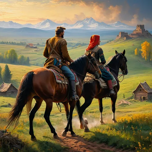 western riding,american frontier,game illustration,western,man and horses,horse riders,cossacks,horseback,endurance riding,witcher,pilgrims,carpathians,horse herder,western pleasure,red cloud,landscape background,rural landscape,fantasy picture,wild west,southwestern,Photography,General,Fantasy