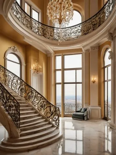 winding staircase,circular staircase,staircase,palladianism,outside staircase,ornate room,balustrade,marble palace,luxury property,palatial,staircases,luxury home interior,penthouses,spiral staircase,banisters,grandeur,stairwell,opulent,opulently,opulence,Art,Classical Oil Painting,Classical Oil Painting 18