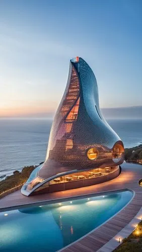 futuristic architecture,hotel barcelona city and coast,house of the sea,futuristic art museum,dunes house,snohetta,Photography,General,Cinematic