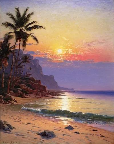 beach landscape,coastal landscape,molokai,lev lagorio,landscape with sea,sunrise beach,kauai,sunset beach,napali coast,sea landscape,luau,waikiki beach,kalua,napali,coast sunset,seascape,beach scenery,mountain beach,hawaii,maui,Art,Classical Oil Painting,Classical Oil Painting 42