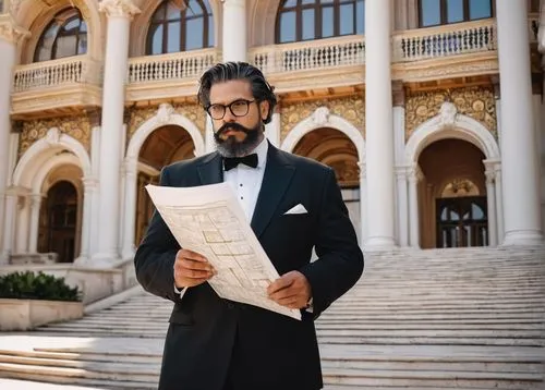 Divine Felix Candela, famous architect, standing, proud pose, elegant suit, white shirt, black tie, glasses, stylish hair, beard, mustache, holding blueprints, pencil in hand, iconic buildings in back