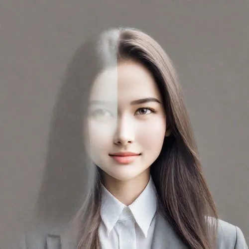 Composition and smile like Leonardo’s Mona Lisa.,asian vision,photo lens,geometric ai file,droste effect,portrait background,asian woman,ai,optical illusion,augmented,optical ilusion,woman face,kimjon