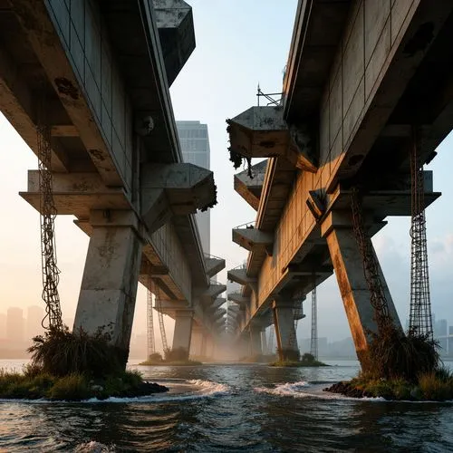 bridge piers,under the bridge,trestle,megastructures,highway bridge,docks,infrastucture,overbridges,railroad bridge,cryengine,overwater,waterworld,waterfronts,pilings,bridges,bridge,overbridge,industrial landscape,estuary,waterway