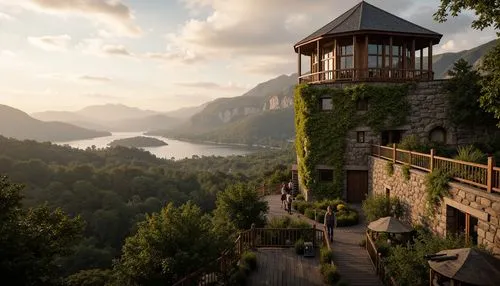 bled,eyrie,lookout tower,rivendell,riftwar,overlook,cryengine,rendalen,tree house hotel,lake lucerne region,watch tower,drachenfels,neuschwanstein,burg,dracula castle,rattay,lake bled,highstein,castel,fairytale castle