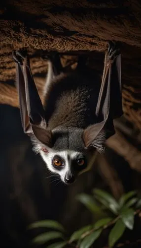 tropical bat,fruit bat,aye-aye,ring-tailed,little red flying fox,mouse eared bat,hanging bat,bat,big brown bat,flying fox,vampire bat,mouse lemur,megabat,sugar glider,long-eared,little brown myotis,madagascar,lemur,long eared,mammal,Illustration,Paper based,Paper Based 08