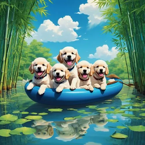 retrievers,labradors,disneynature,dog in the water,raft,paddleboats,pedalo,dog illustration,pedalos,beagles,cute cartoon image,baidu,kawaii people swimming,rafts,shibboleths,rafting,puppies,three dogs,color dogs,honden,Photography,Artistic Photography,Artistic Photography 03