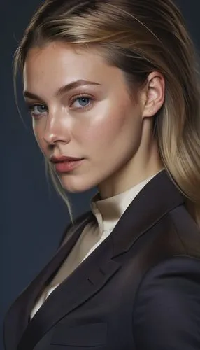  woman face model, suit,  angular cheekbones,  Strong and angular mandibule, smile,Blond woman with model face and suit,blur office background,secretarial,bussiness woman,manageress,businesswoman,secr