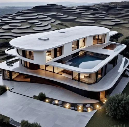 terraces,dunes house,terraced,futuristic architecture,cube house,luxury property