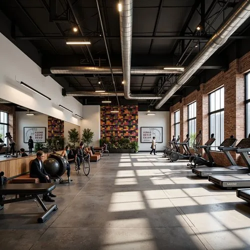 fitness room,fitness facility,fitness center,loft,elitist gym,lofts,leisure facility,technogym,modern office,gyms,offices,powerbase,collaboratory,creative office,gym,gymnastics room,wellness,conference room,athenahealth,contemporary decor