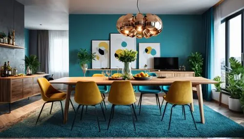 turquoise wool,color turquoise,modern decor,dining room table,dining table,contemporary decor,interior decoration,breakfast room,interior design,dining room,interior modern design,blue room,turquoise leather,modern kitchen interior,teal and orange,mid century modern,an apartment,shared apartment,turquoise,appartement