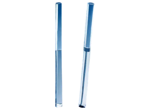 1 composition, crystal clear, delicate, isolated on transparent background.,two pieces of glass, one blue and the other white,aluminum tube,compact fluorescent lamp,telescopic,stainless rods,led lamp,