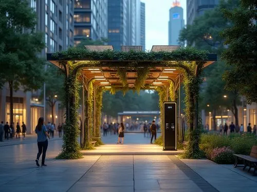 pergola,marunouchi,urban park,biopolis,taikoo,the park at night,metrotech,wintergarden,canopied,battery park,walkway,central park,inlet place,gazebos,rittenhouse,transbay,streeterville,botanical square frame,arbor,broadgate,Photography,General,Realistic