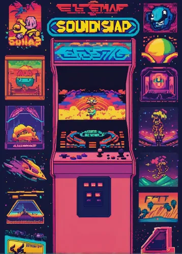 Elevate your atmosphere with Soundsnap's audio library.,80s,retro background,80's design,retro music,cassette,sound table,audio cassette,retro,pinball,s-record-players,cassettes,arcade game,musicasset