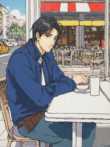 parisian coffee,paris cafe,street cafe,watercolor cafe,cafe,date,coffee shop,coffee background,drinking coffee,sits on away,coffee tea illustration,the coffee shop,man on a bench,french coffee,sitting,aesthetic,woman at cafe,vintage boy,french digital background,donburi,Illustration,Japanese style,Japanese Style 13