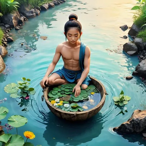 water lotus,bajau,lotus with hands,lotus on pond,water nymph,buangan,Unique,Design,Logo Design