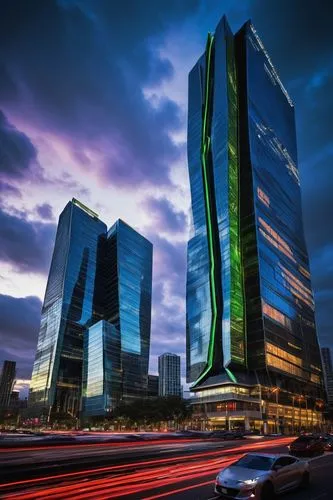 Modern skyscraper, S2 futuristic design, sleek lines, metallic materials, silver reflective glass, angular edges, towering height, urban cityscape, cloudy sky, dramatic lighting, low-angle shot, 3/4 c