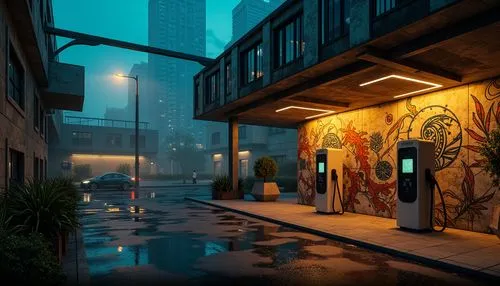 alleyway,alleyways,alley,aqua studio,rainy,underpass,bathhouses,bladerunner,dojo,rainstorm,3d render,bathhouse,urban,rain shower,environments,rain bar,underpasses,sansar,cybertown,heavy rain