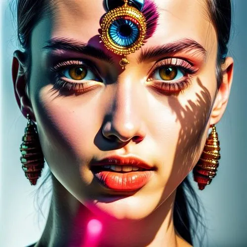 world digital painting,digital painting,ancient egyptian girl,digital art,fantasy portrait,native american,tribal,boho art style,american indian,boho art,indian headdress,maori,shamanic,digital artwork,neon body painting,bejeweled,neon makeup,warrior woman,retouching,inanna