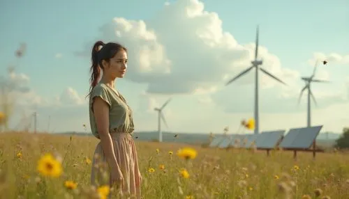 wind park,fields of wind turbines,little girl in wind,helianthus,meadowland,windenergy,park wind farm,renewable,meadow,suzlon,helianthus sunbelievable,windfarm,wind energy,summerwind,the windmills,silphium,windfarms,wind farm,wind power,windpower,Photography,General,Realistic