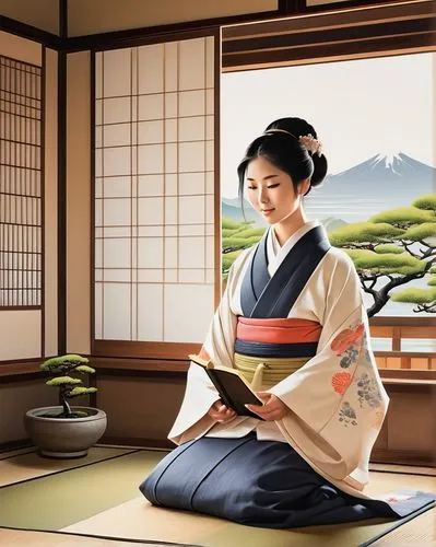 tea ceremony,ukiyoe,japanese woman,japanese art,maiko,geiko,tatami,japanese culture,japanese-style room,heian,japanese tea,hakama,geisha girl,ryokan,kyudo,gisaeng,japanese style,chuseok,geisha,tea zen,Illustration,Abstract Fantasy,Abstract Fantasy 23