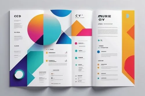 Modern cv design architecture, futuristic, minimalist, clean lines, rectangular shapes, bright colors, white background, subtle shadows, 3D effects, simple typography, bold fonts, circular icons, geom