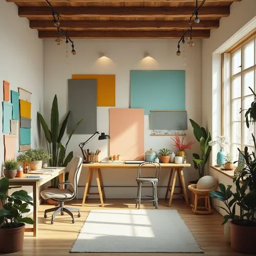 loft,working space,interior design,modern decor,creative office,workspaces,home interior,house plants,bureaux,an apartment,modern office,shared apartment,interiors,interior decoration,interior decor,daylighting,houseplants,contemporary decor,apartment,appartement,Photography,General,Realistic