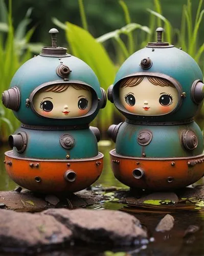 russian dolls,scandia gnomes,aquanaut,droids,nesting dolls,kawaii frogs,tin toys,plug-in figures,kokeshi,sea scouts,studio ghibli,mudskippers,matryoshka doll,diving bell,kokeshi doll,pond lenses,matrioshka,pedalos,little people,teapots,Unique,3D,Toy