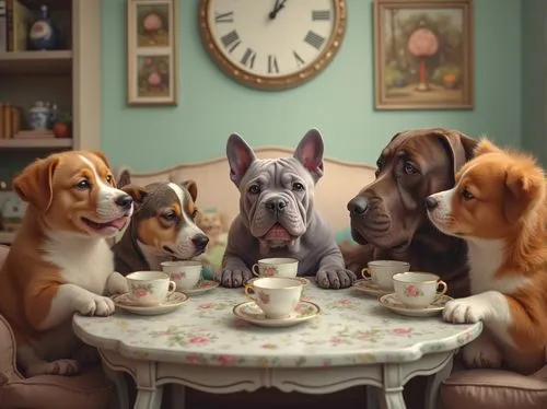 dog cafe,teatime,tea time,tea party,coffee break,afternoon tea,bloodhounds,french bulldogs,american staffordshire terrier,nescafe,color dogs,pitbulls,bardanes,dog photography,terriers,family dog,dobermans,high tea,great dane,breakfast table,Photography,General,Realistic