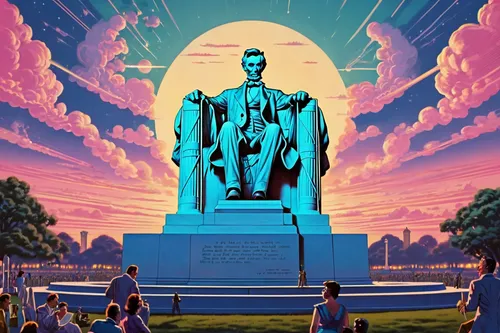 Write a nostalgic poem about the Lincoln monument at dusk.,lincoln monument,abraham lincoln monument,abraham lincoln memorial,lincoln memorial,liberty statue,monuments,the statue,jefferson monument,li