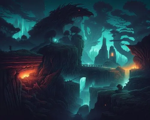 fantasy landscape,undermountain,darklands,caverns,underdark,undercity,fantasy picture,shadowgate,mysterium,3d fantasy,oxenhorn,dungeon,fantasy art,lair,dungeons,cavernosum,hollow way,badland,dark worl