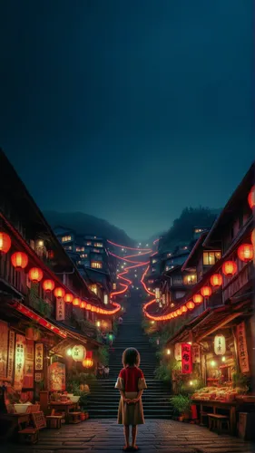 shirakawa-go,kyoto,japan's three great night views,studio ghibli,tsukemono,mid-autumn festival,lanterns,koyasan,japan landscape,japanese background,kiyomizu,nikko,night scene,kowloon,bukchon,digital c