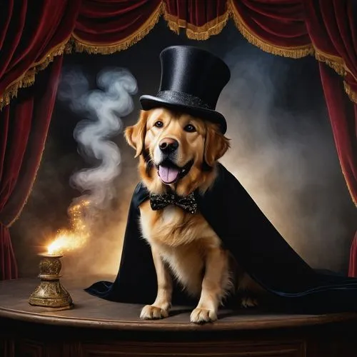 ringmaster,doggfather,drosselmeyer,dog photography,magician,toastmaster,aristocrat,dog illustration,golden retriever,adjudicator,master of ceremony,hrh,barkus,tuxedoed,top dog,golden retriver,gentlemanly,animals play dress-up,doggart,legerhond,Photography,Black and white photography,Black and White Photography 14