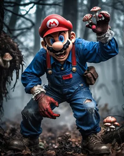 super mario brothers,super mario,mario,mario bros,plumber,luigi,nintendo,ash wednesday,retro halloween,aaa,halloween2019,halloween 2019,chainsaw,woodsman,game art,cosplay image,ash,chainsaw carving,digital compositing,farmer in the woods,Conceptual Art,Fantasy,Fantasy 26