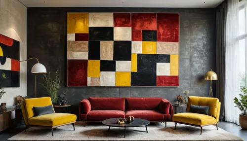 mondrian,modern decor,contemporary decor,mid century modern,interior design,interior decor,wall decor,interior decoration,wall decoration,danish furniture,apartment lounge,decorative art,interior modern design,abstract painting,decor,wall art,an apartment,sitting room,living room,the living room of a photographer,Photography,General,Natural