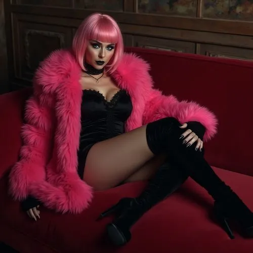 pink chair,fur,pink leather,animal fur,minaj,sofa