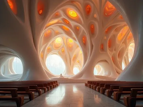 goetheanum,christ chapel,cave church,forest chapel,triforium,gaudi,sagrada,cathedral,chapel,pilgrim shell,melnikov,benedictine,vaulted ceiling,ceilinged,sanctuary,narthex,3d rendering,risen church,monastic,pilgrimage chapel,Photography,General,Realistic