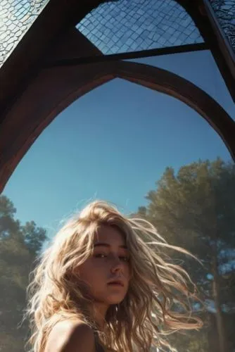 windblown,windswept,trampoline,singular,little girl in wind,wind machine