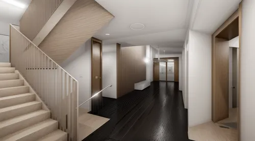 hallway space,3d rendering,core renovation,render,3d rendered,walk-in closet,3d render,hallway,interior modern design,room divider,daylighting,search interior solutions,archidaily,stairwell,an apartment,winding staircase,apartment,shared apartment,outside staircase,renovation