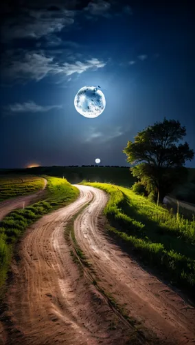 moonwalked,moonbeams,moon car,moonlit night,winding road,the mystical path,Photography,General,Natural