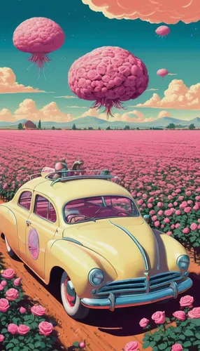 flower car,pink car,blooming field,flowerful desert,cosmos field,pink grass,pink daisies,field of flowers,flower field,free land-rose,retro flowers,pink clover,planted car,retro car,retro automobile,3d car wallpaper,porsche 356,flowers field,coupé,flying seeds,Conceptual Art,Sci-Fi,Sci-Fi 29