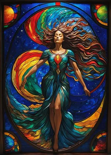 stained glass,sirena,the zodiac sign pisces,fantasy art,fantasy woman,stained glass window,Conceptual Art,Daily,Daily 26