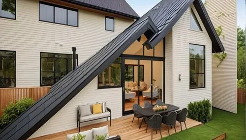 folding roof,weatherboarding,dormer,thatch roofed hose,grass roof,dormers,weatherboards,dormer window,inverted cottage,frame house,weatherboarded,slate roof,house roof,house shape,rain gutter,exterior decoration,roof landscape,weatherboard,wooden decking,3d rendering,Photography,General,Realistic