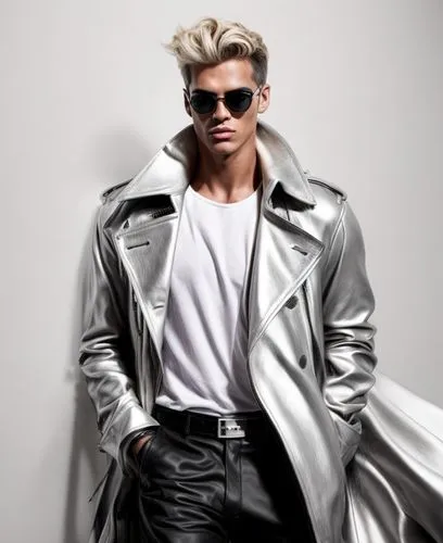 male model,silver,cool blonde,leather,jacket,codes,men's wear,boys fashion,hulkenberg,silvery,bolero jacket,leather texture,social,bomber,outerwear,trench coat,overcoat,outer,menswear,coat,Product Design,Fashion Design,Man's Wear,Rocker Chic