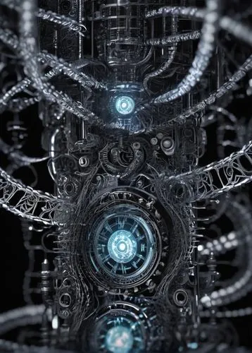 biomechanical,fractal design,cybernetics,cinema 4d,fractal environment,apophysis,cogs,fractalius,circuitry,panopticon,cogwheel,mandelbulb,mechanical,gears,endoskeleton,cog,receptor,cyclocomputer,cyberspace,synapse,Illustration,Black and White,Black and White 11