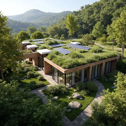 ecovillages,grass roof,ecovillage,solar cell base,forest house,greentech,passivhaus,solar panels,zumthor,roof landscape,earthship,amanresorts,ecoterra,cohousing,cubic house,prefab,ecotech,greenhaus,envirocare,solar energy