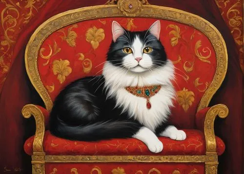 napoleon cat,cat portrait,throne,king caudata,the throne,emperor,domestic long-haired cat,pet portrait,figaro,regal,aristocrat,armchair,grand duke,heraldic animal,cat image,american bobtail,british longhair cat,cat european,official portrait,american curl,Art,Artistic Painting,Artistic Painting 49