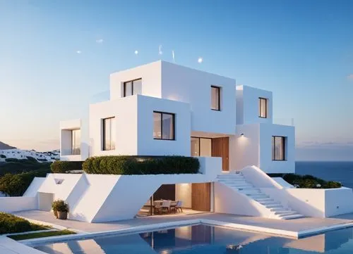 cubic house, minimal, composition of  some boxes,modern architecture with large swimming pool in front,cubic house,dreamhouse,mykonos,modern house,cube house,fresnaye,Photography,General,Commercial