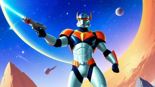 héro intergalactique en gardant les mêmes couleurs. ,New StarGoldora,guyver,grendizer,voltes,rung,ultraman,digistar